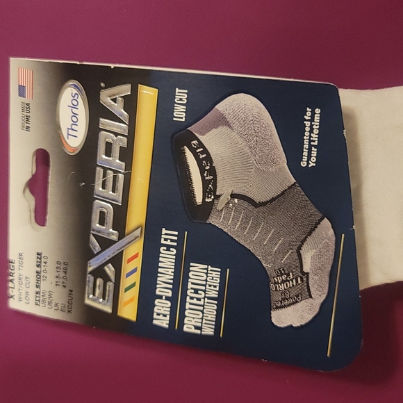 THORLO EXPERIA LIMITED EDITION TIGER PAWS LOW CUT SOCKS: WHITE/GRAY: NWT: XL - Picture 2 of 4